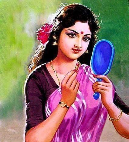 50 Most Beautiful South Indian Woman OIL Painting