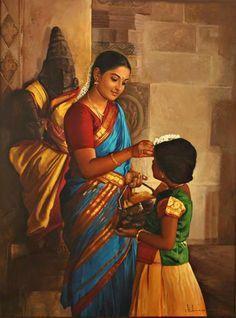 50 Most Beautiful South Indian Woman OIL Painting