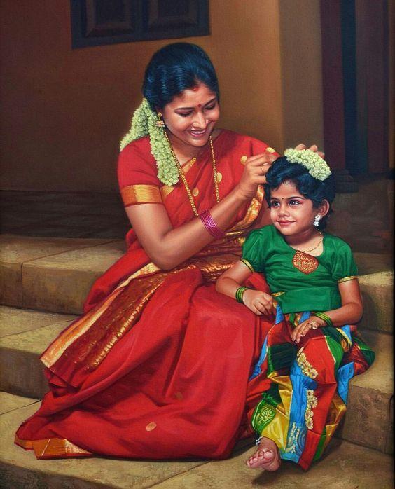 50 Most Beautiful South Indian Woman OIL Painting