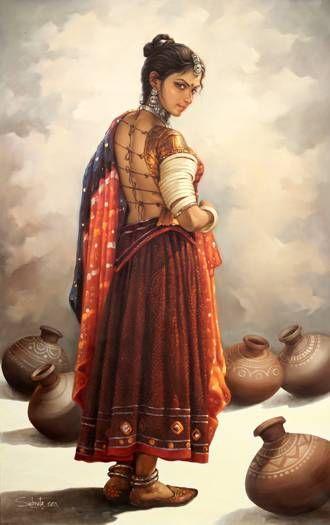 50 Most Beautiful South Indian Woman OIL Painting