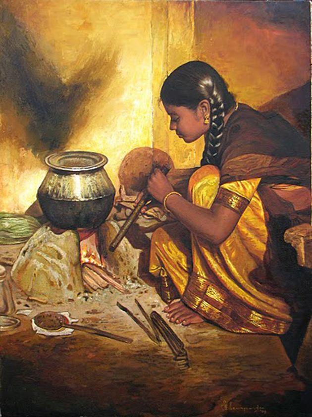 50 Most Beautiful South Indian Woman OIL Painting