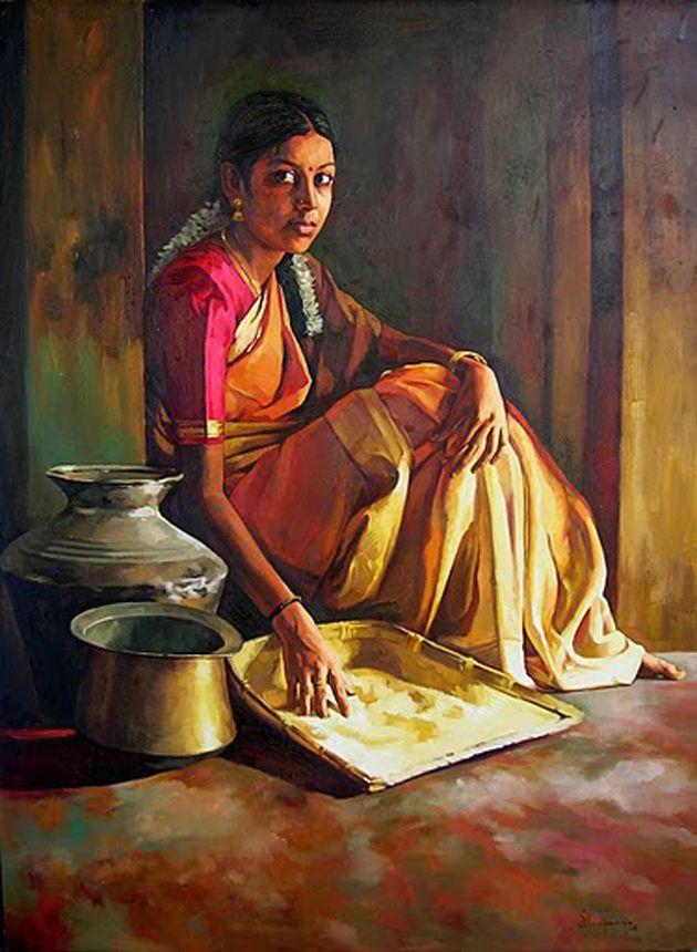 50 Most Beautiful South Indian Woman OIL Painting