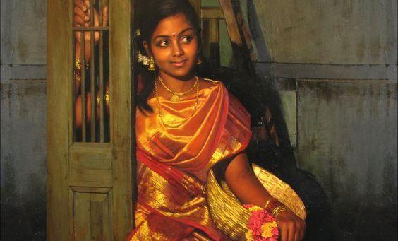 50 Most Beautiful South Indian Woman OIL Painting