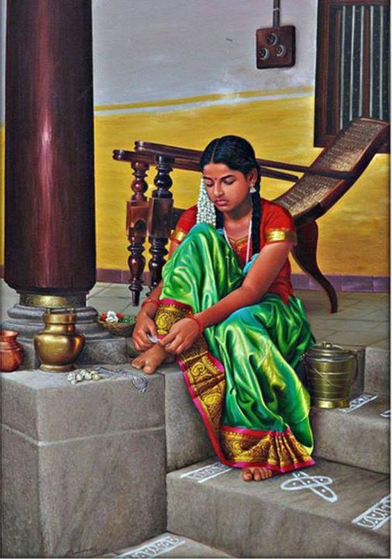 50 Most Beautiful South Indian Woman OIL Painting