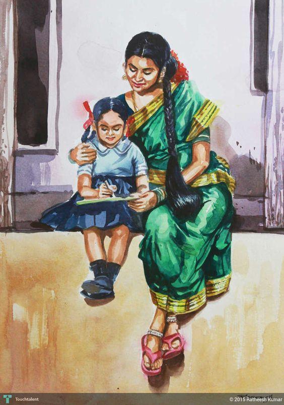 50 Most Beautiful South Indian Woman OIL Painting