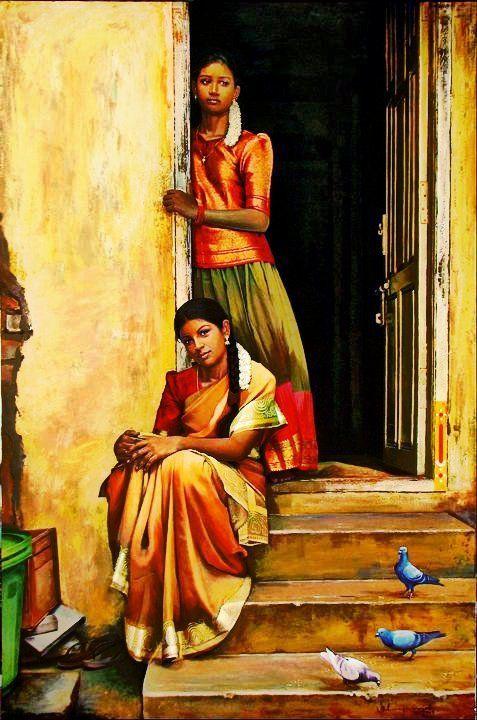 50 Most Beautiful South Indian Woman OIL Painting