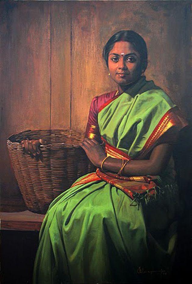 50 Most Beautiful South Indian Woman OIL Painting