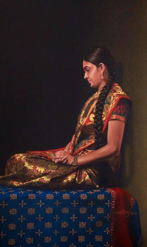 50 Most Beautiful South Indian Woman OIL Painting