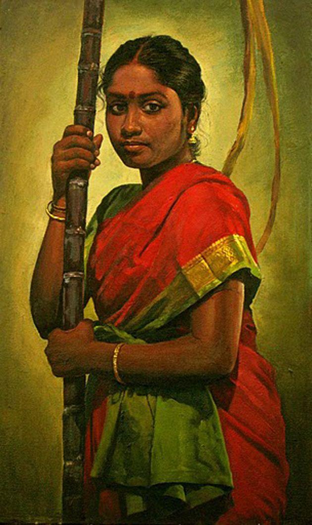 50 Most Beautiful South Indian Woman OIL Painting