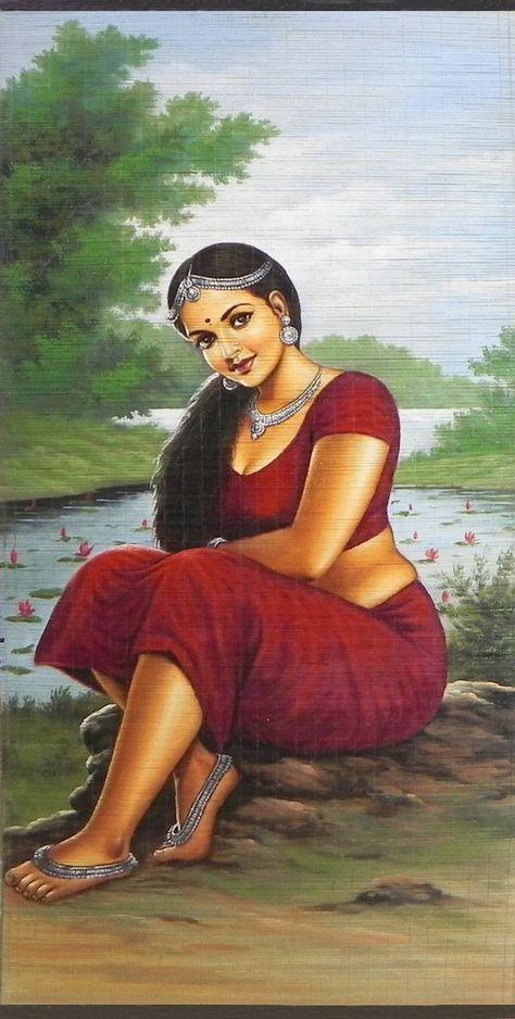 50 Most Beautiful South Indian Woman OIL Painting