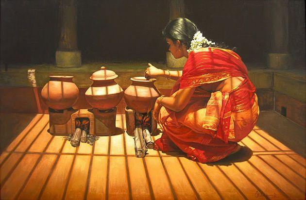 50 Most Beautiful South Indian Woman OIL Painting