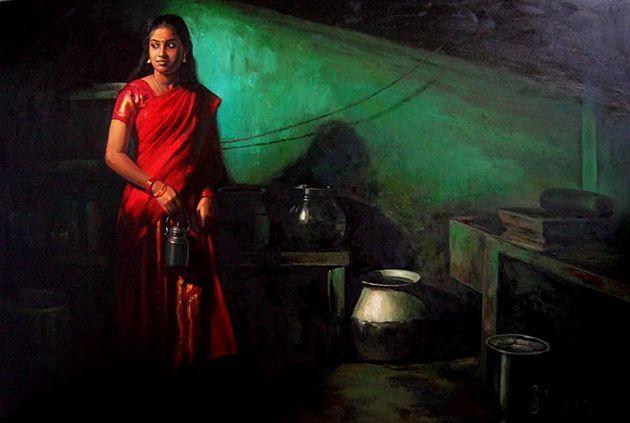 50 Most Beautiful South Indian Woman OIL Painting