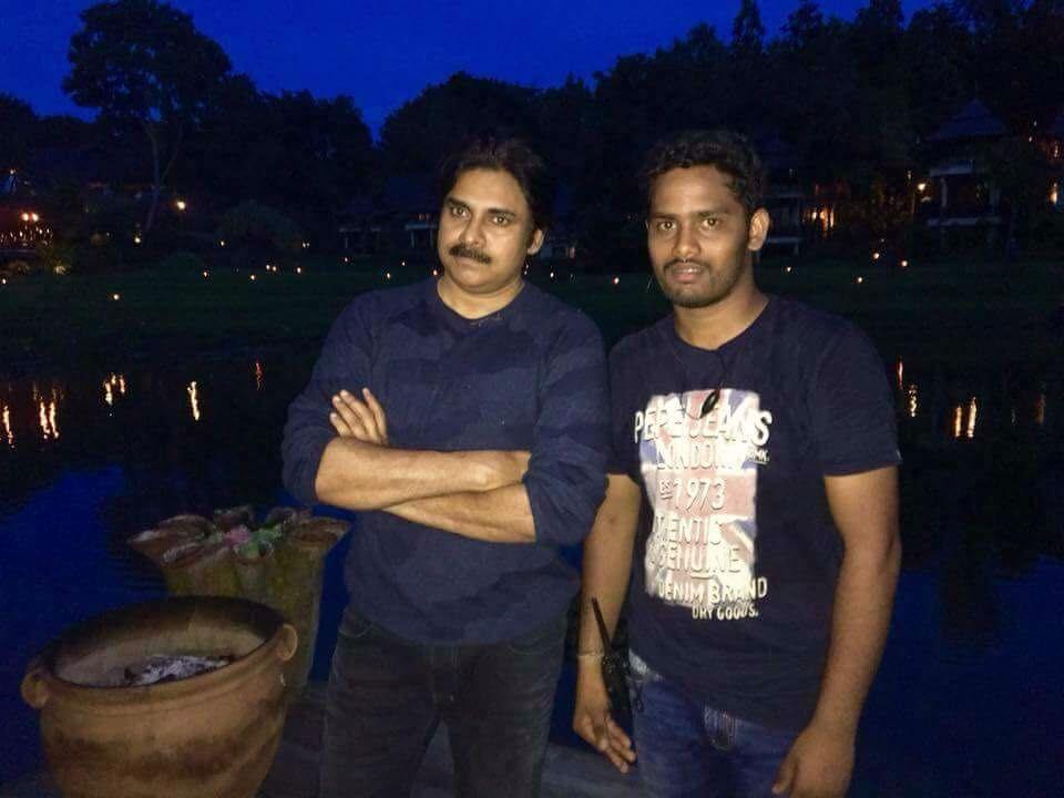 Actor Pawan Kalyan & Trivikram from the sets of PSPK25