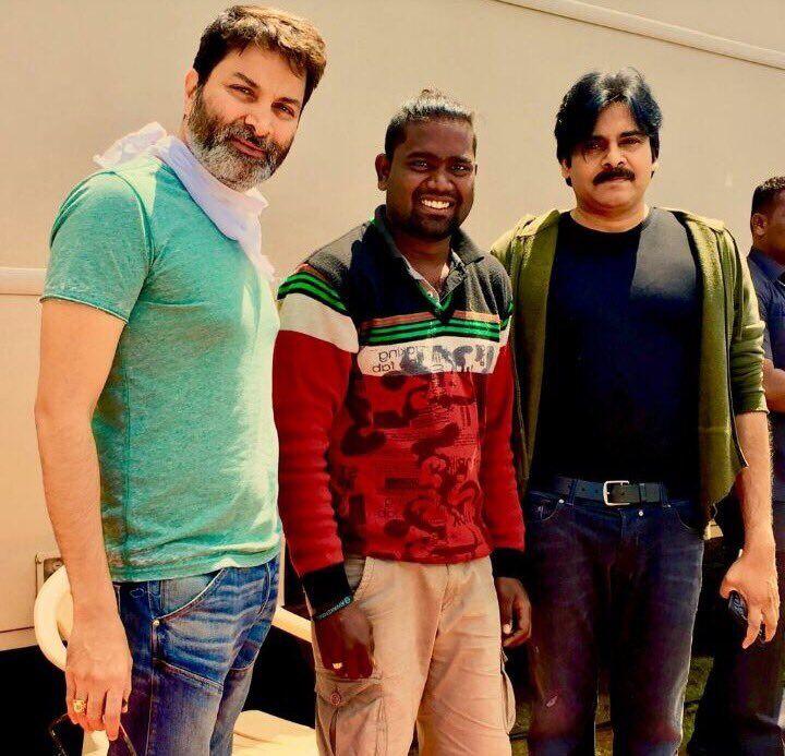 Actor Pawan Kalyan & Trivikram from the sets of PSPK25