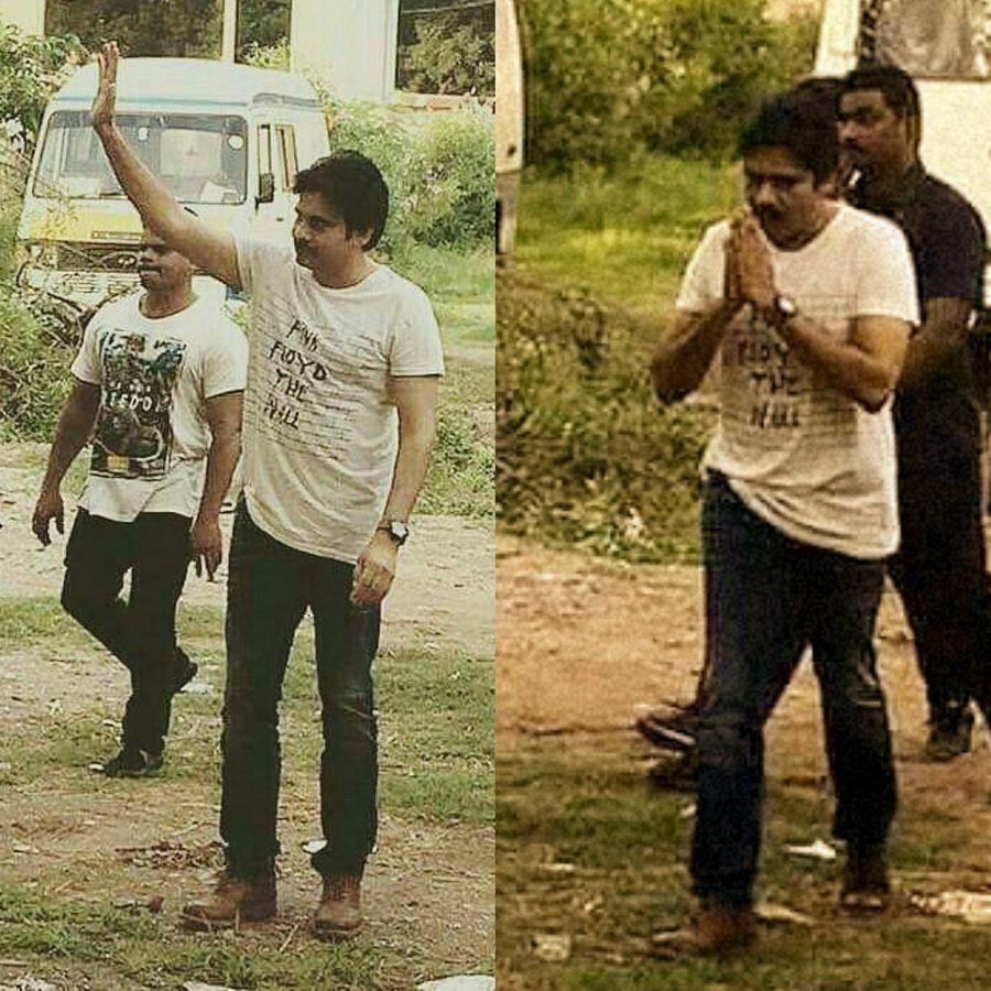 Actor Pawan Kalyan & Trivikram from the sets of PSPK25