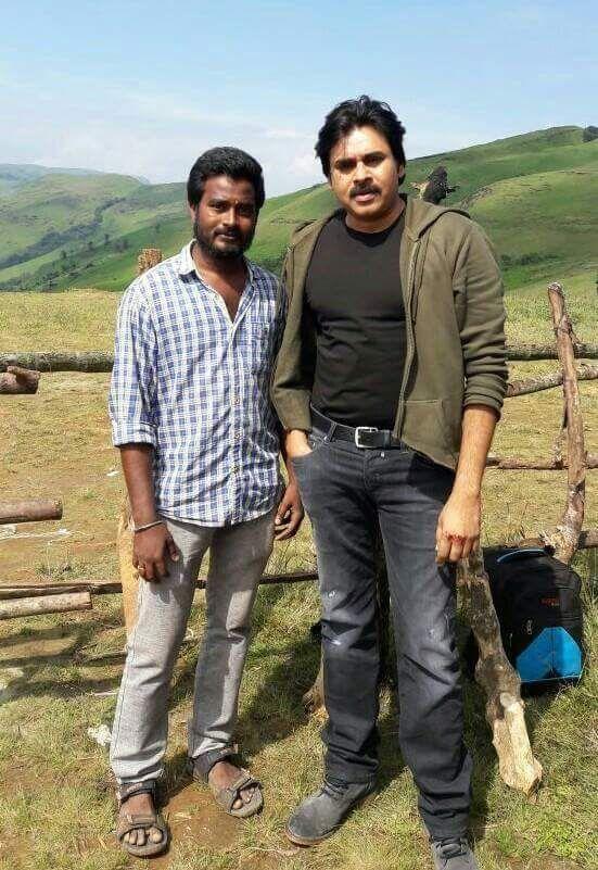 Actor Pawan Kalyan & Trivikram from the sets of PSPK25