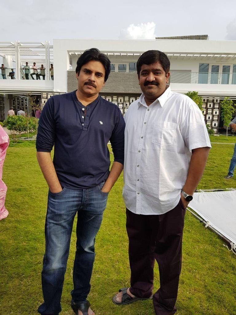 Actor Pawan Kalyan & Trivikram from the sets of PSPK25