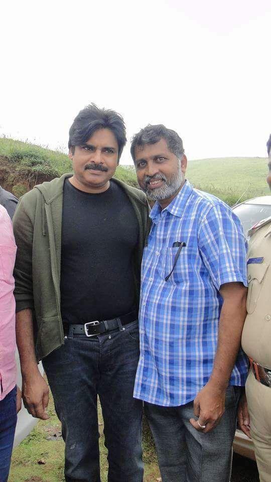 Actor Pawan Kalyan & Trivikram from the sets of PSPK25
