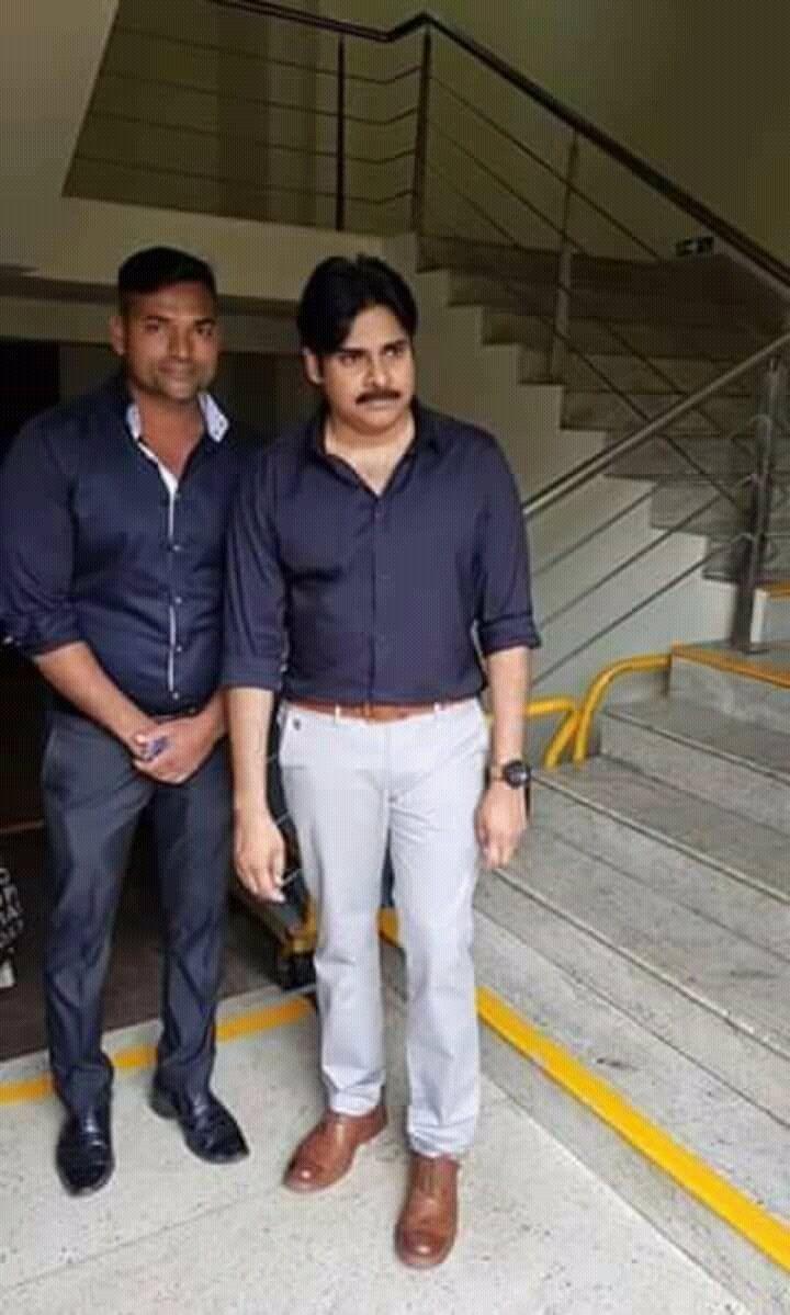 Actor Pawan Kalyan & Trivikram from the sets of PSPK25