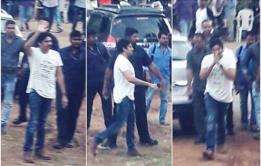 Actor Pawan Kalyan & Trivikram from the sets of PSPK25