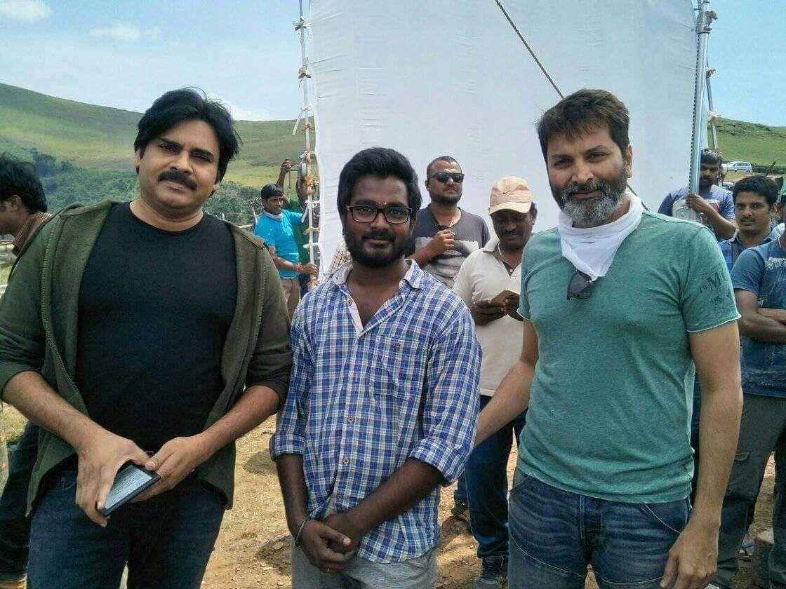 Actor Pawan Kalyan & Trivikram from the sets of PSPK25