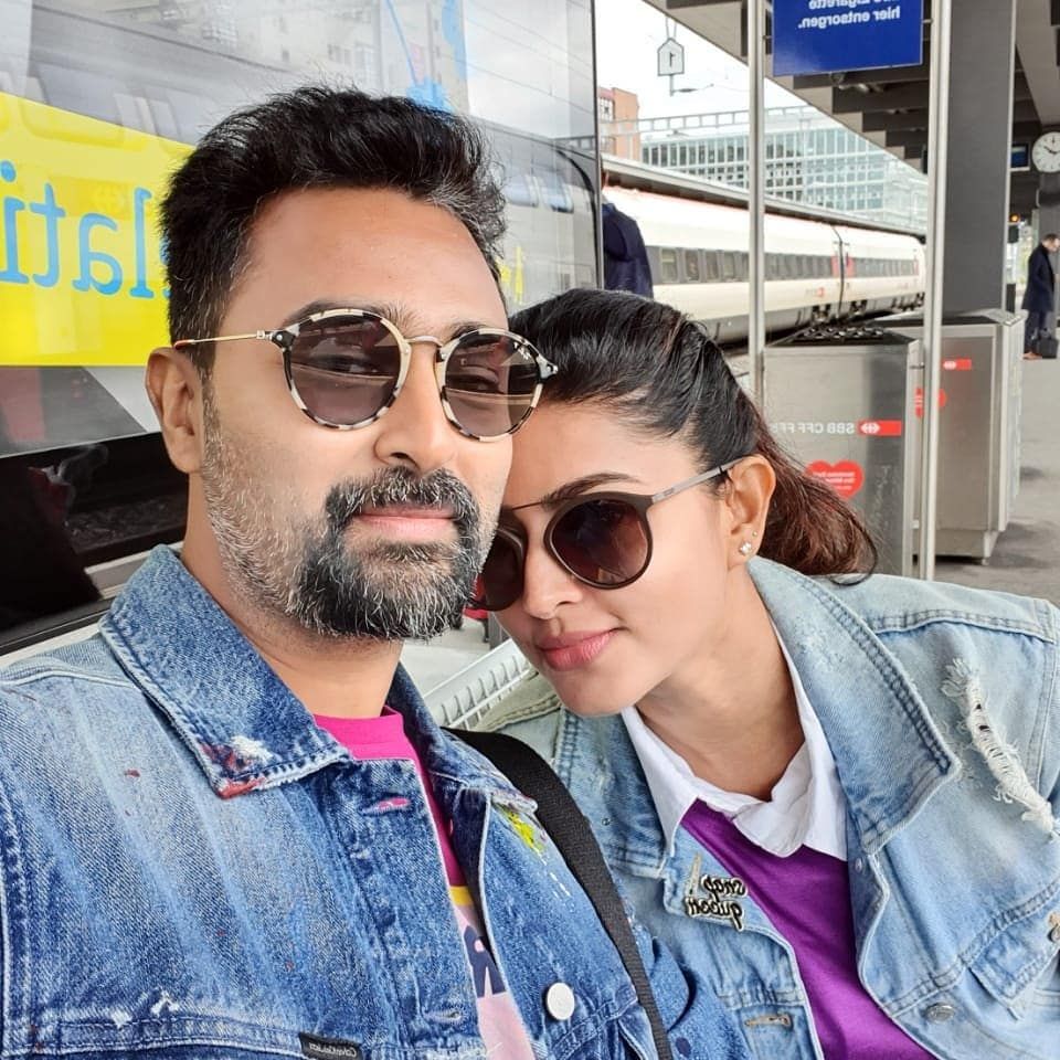 Actor Prasanna and Actress Sneha during their vacation