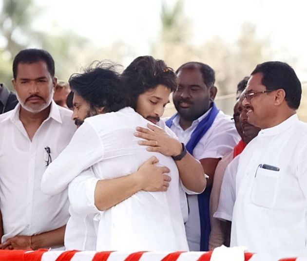 Allu Arjun joins Pawan Kalyan campaign rally Photos