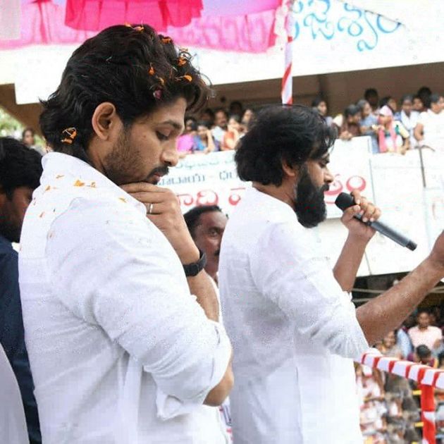 Allu Arjun joins Pawan Kalyan campaign rally Photos