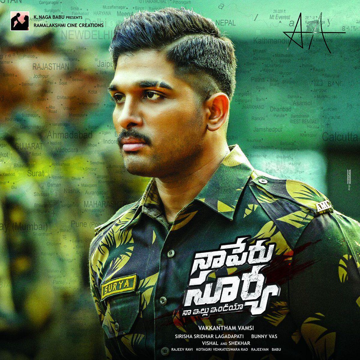 Allu Arjun working stills right from the sets of Naa Peru Surya