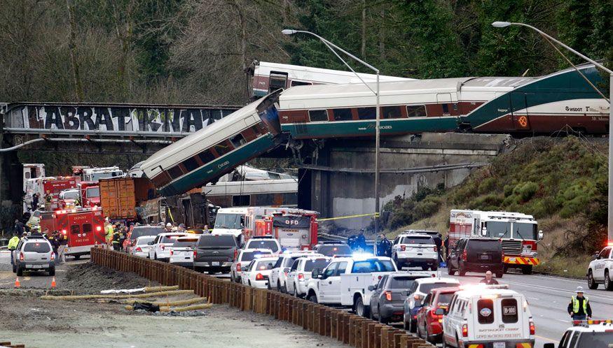 Amtrak Train Derails in Washington State Photos