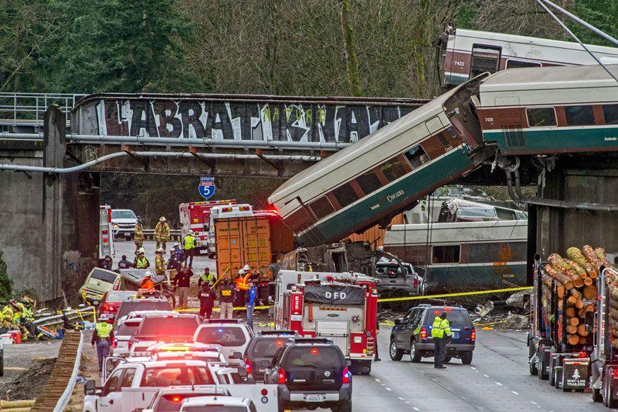 Amtrak Train Derails in Washington State Photos