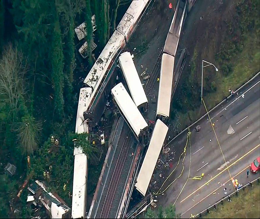 Amtrak Train Derails in Washington State Photos