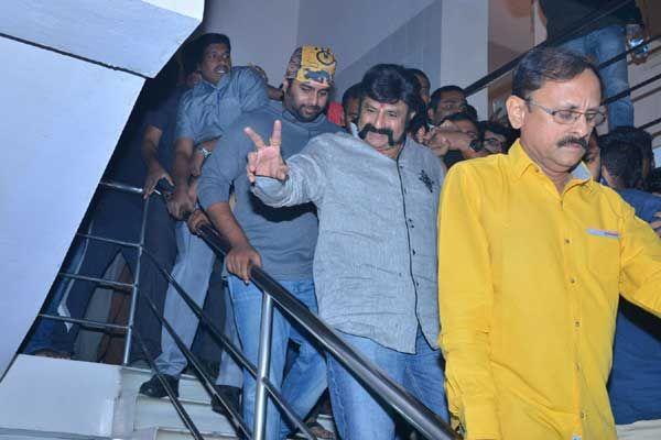 Balakrishna Watching GautamiPutra Satakarni at Bramaramba Theatre