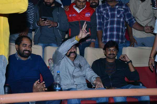 Balakrishna Watching GautamiPutra Satakarni at Bramaramba Theatre