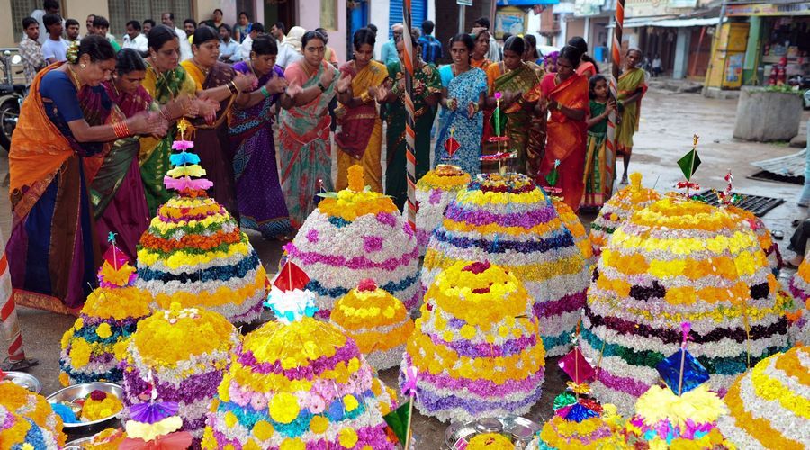 Bathukamma Telangana Flower Festival Pics