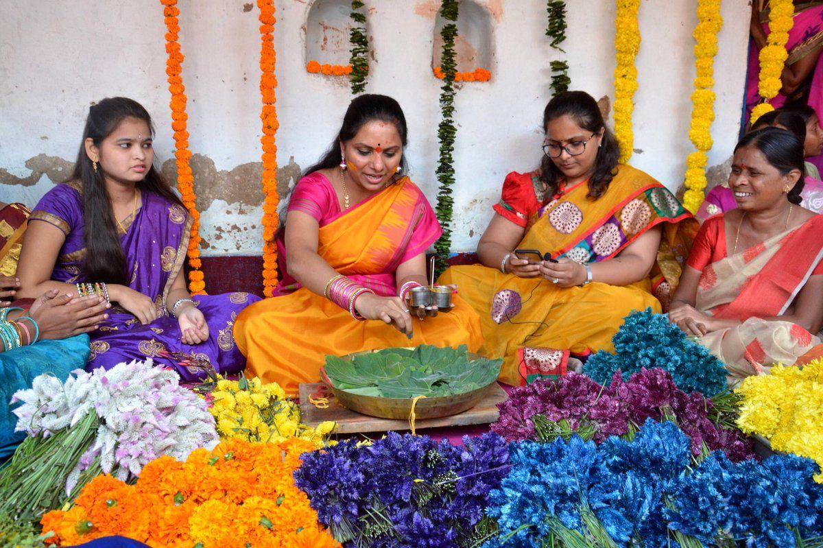 Bathukamma celebrations at Velmal village of Armur constituency