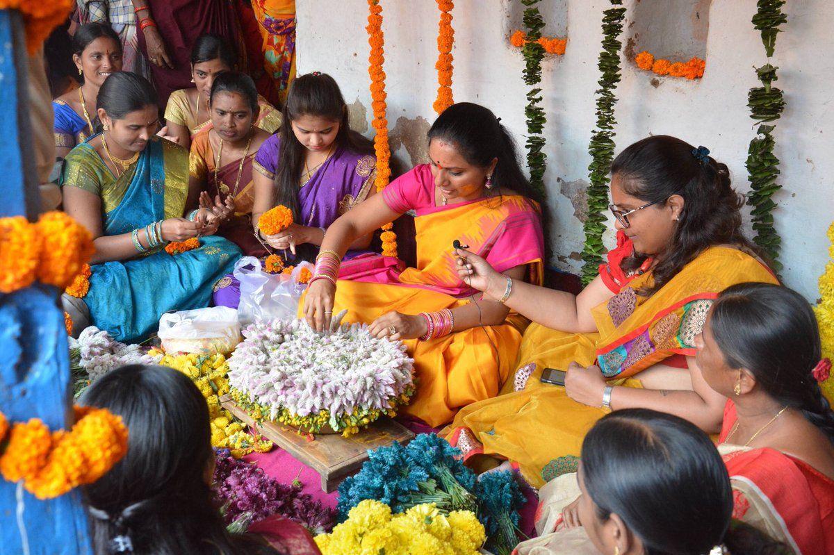 Bathukamma celebrations at Velmal village of Armur constituency