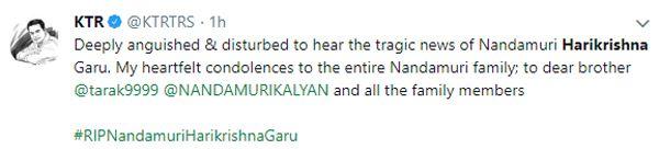 Celebs Tweets Pay Tribute to Nandamuri Harikrishna