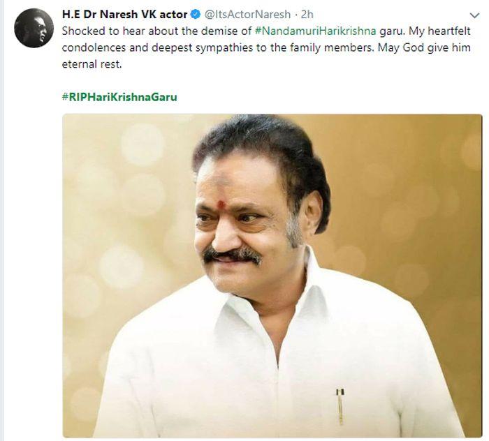 Celebs Tweets Pay Tribute to Nandamuri Harikrishna