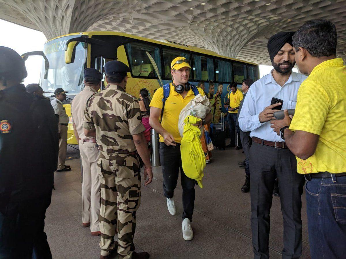 Chennai Super Kings Celebrations in Flight Photos