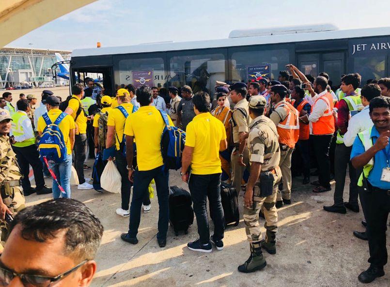 Chennai Super Kings Celebrations in Flight Photos