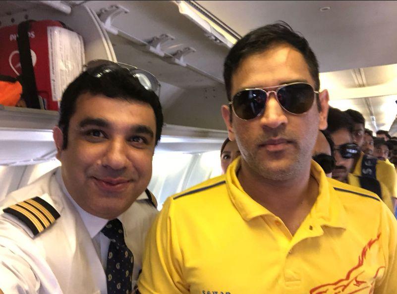 Chennai Super Kings Celebrations in Flight Photos