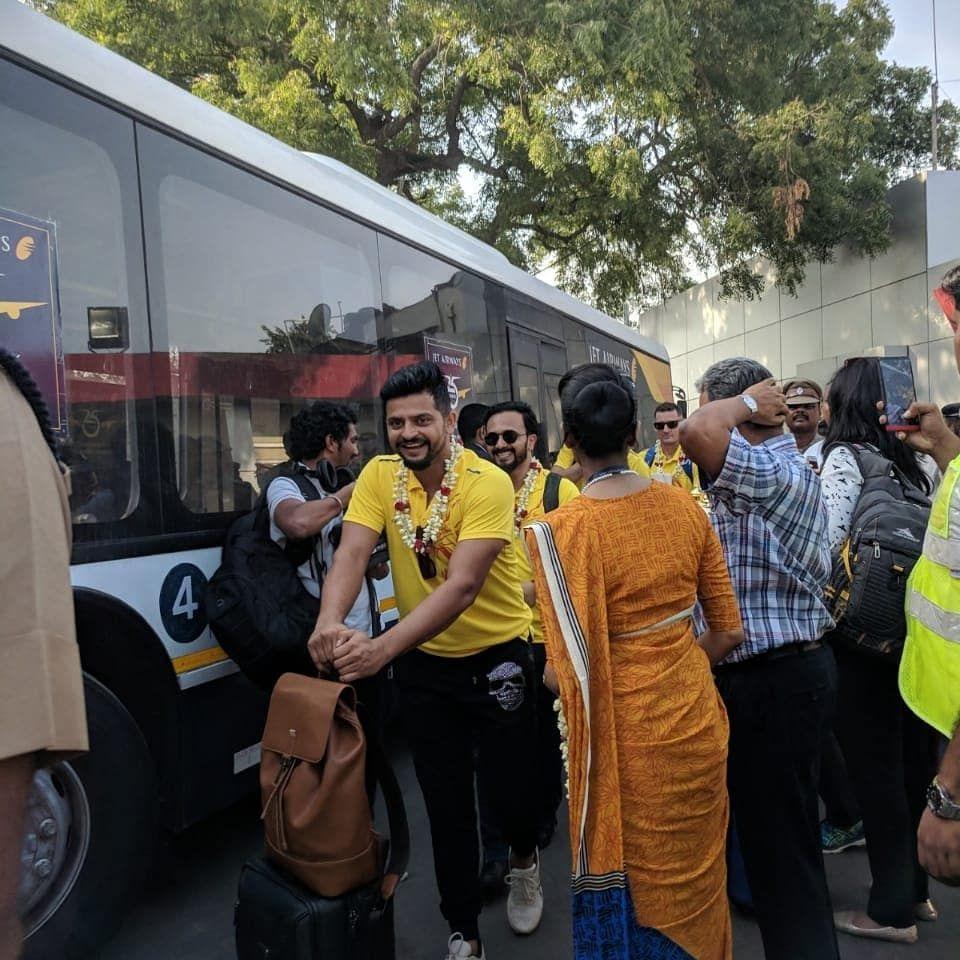 Chennai Super Kings Celebrations in Flight Photos