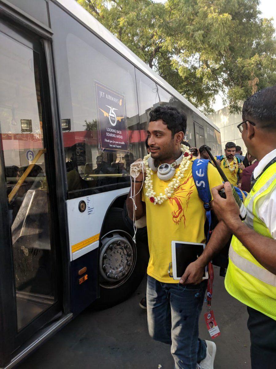 Chennai Super Kings Celebrations in Flight Photos