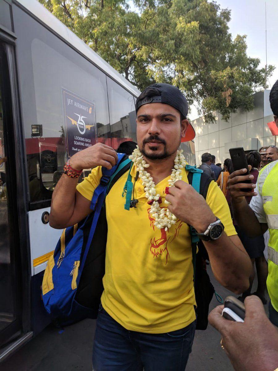 Chennai Super Kings Celebrations in Flight Photos