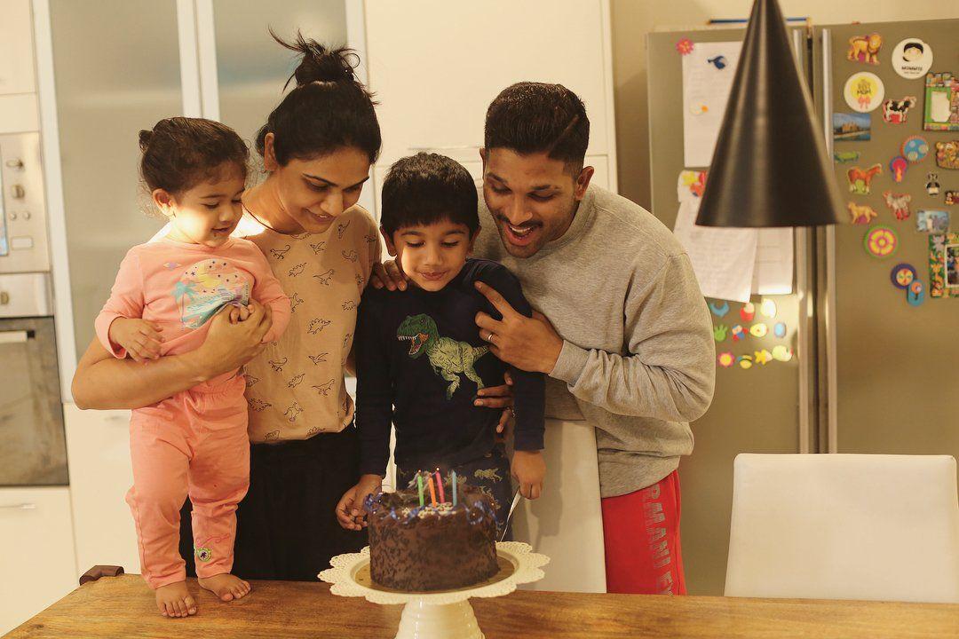 Cute little Allu Ayaan Birthday Celebrations Photos