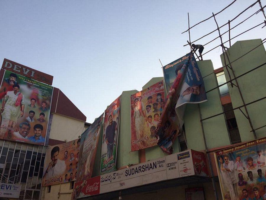 DEVI 70mm Theatre Management removed Flex & Banners of KATMARAYUDU