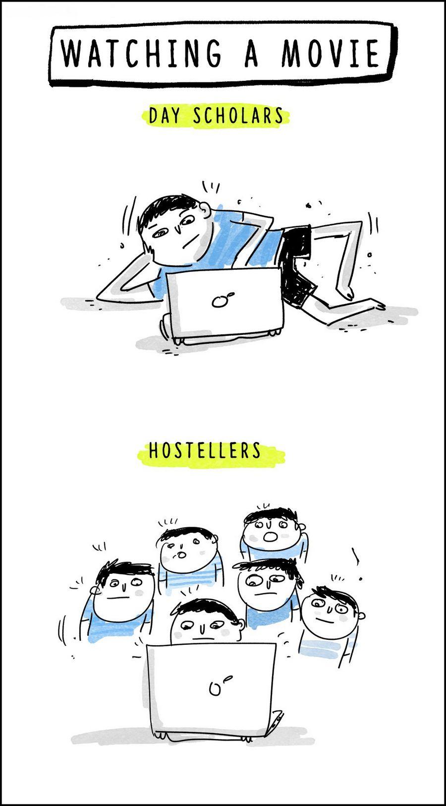 Hilarious Comics: Differences Between Life As A Hosteller & Life As A Day Scholar