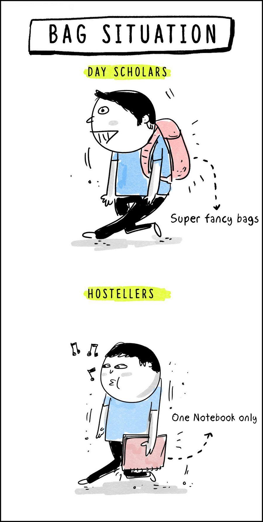 Hilarious Comics: Differences Between Life As A Hosteller & Life As A Day Scholar