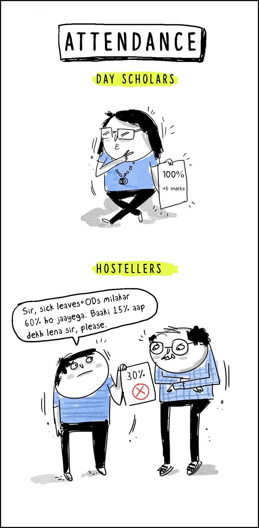 Hilarious Comics: Differences Between Life As A Hosteller & Life As A Day Scholar